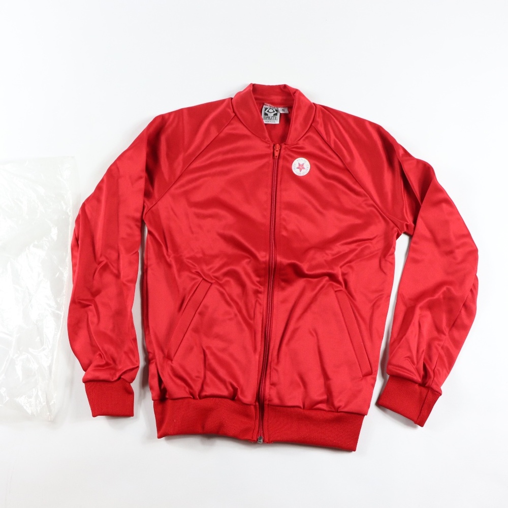 90s New Brute Mens Small Soccer Track Jacket Red